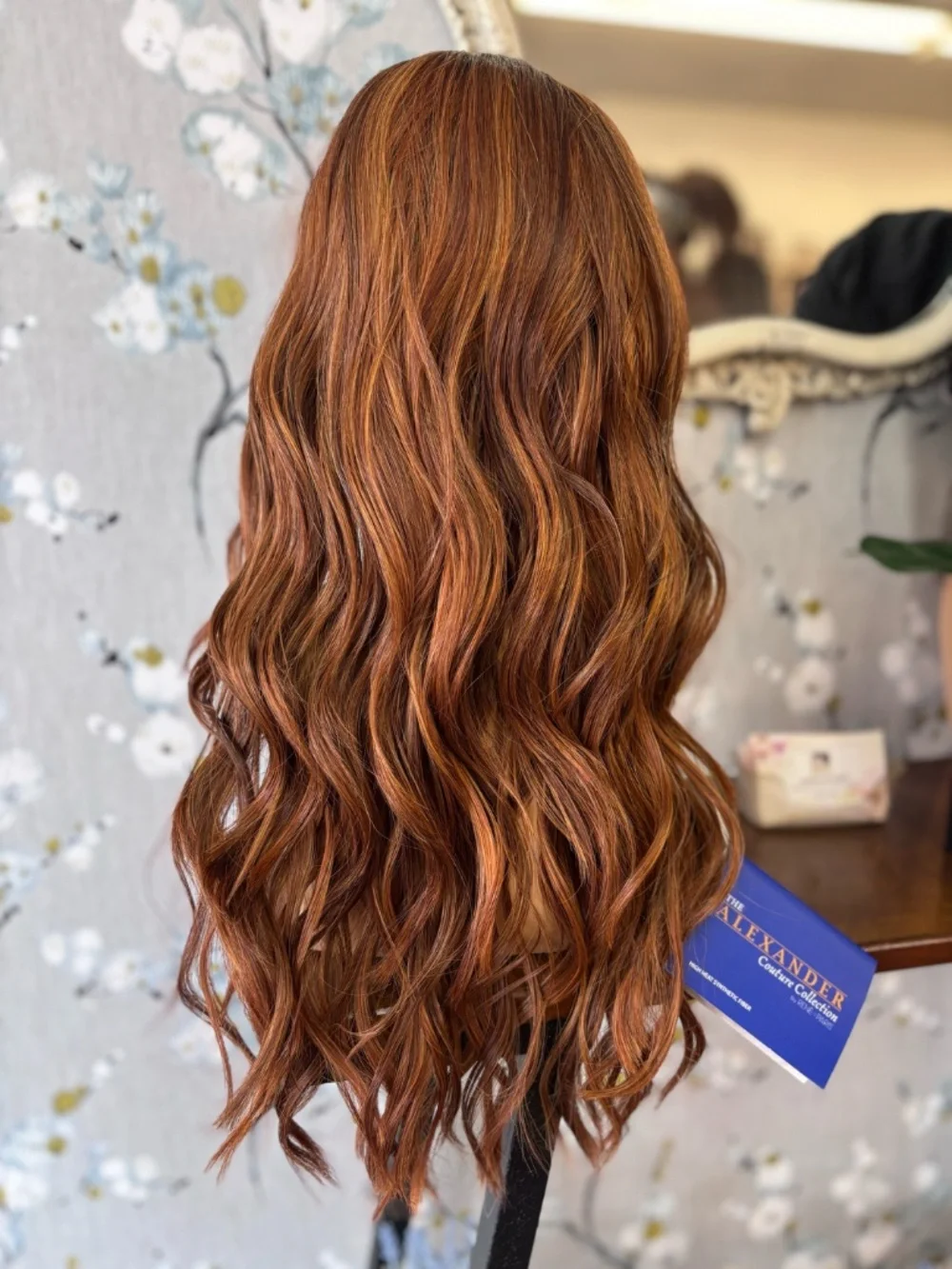 Red Wavy Lace Front Wig by Alexander Couture, Esme in color Autumn Sunrise
